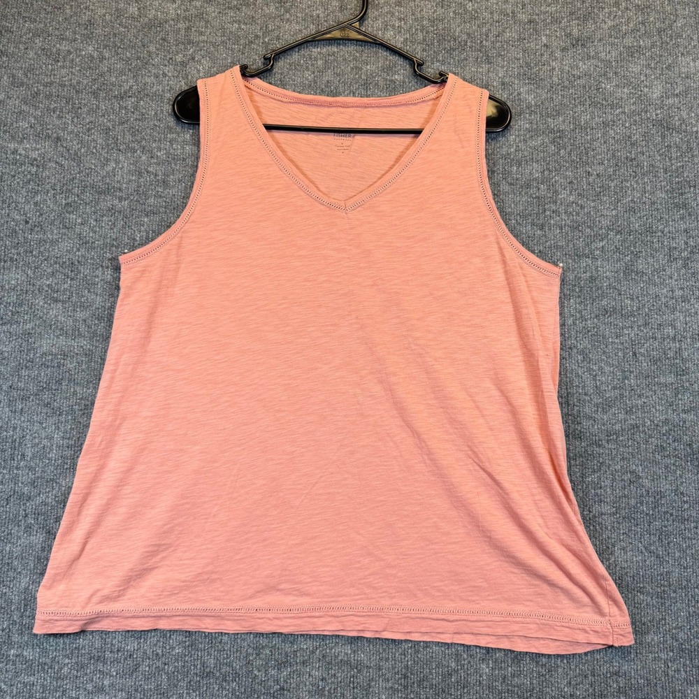 Eileen Fisher Tank Top Women Medium Coral Pink‎ Cotton V-Neck Sleepwear Summer